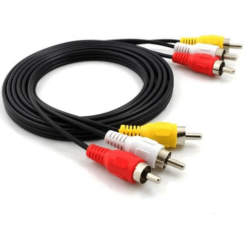CABO DE ÁUDIO E VIDEO 3 RCA X 3 RCA FIO COAXIAL DE 1,80MTS PRETO - TBLACK